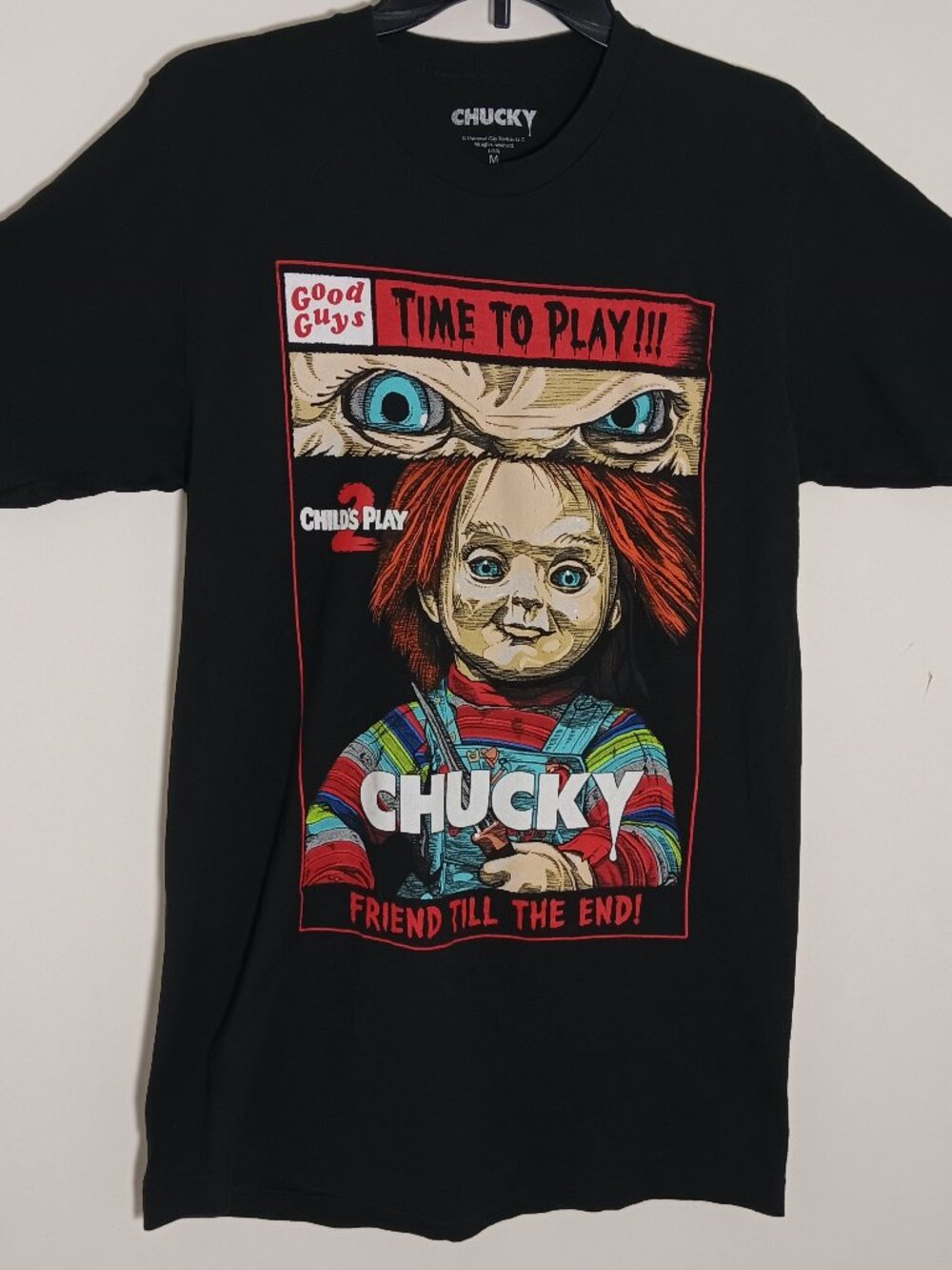 Chucky child's play 2 Tshirt M black tine to play friend till the end horror